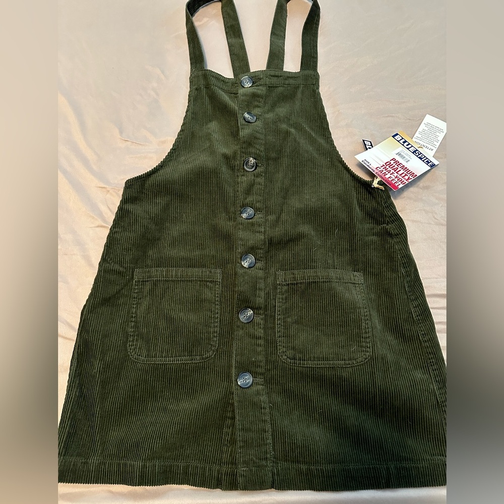 Green corduroy jumper dress by blue spice large